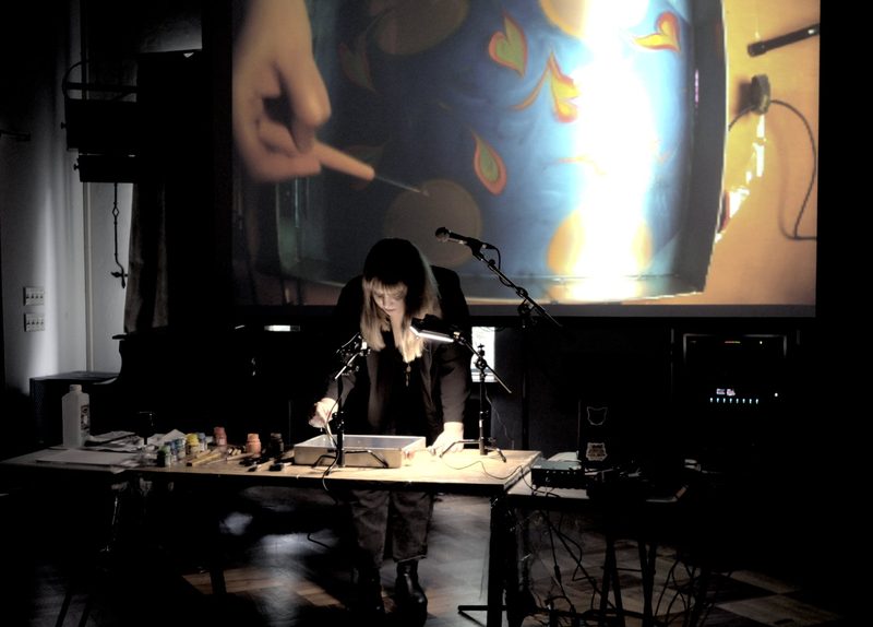 Eda Er — Fluid Narratives, Ebru instrument with live video projection